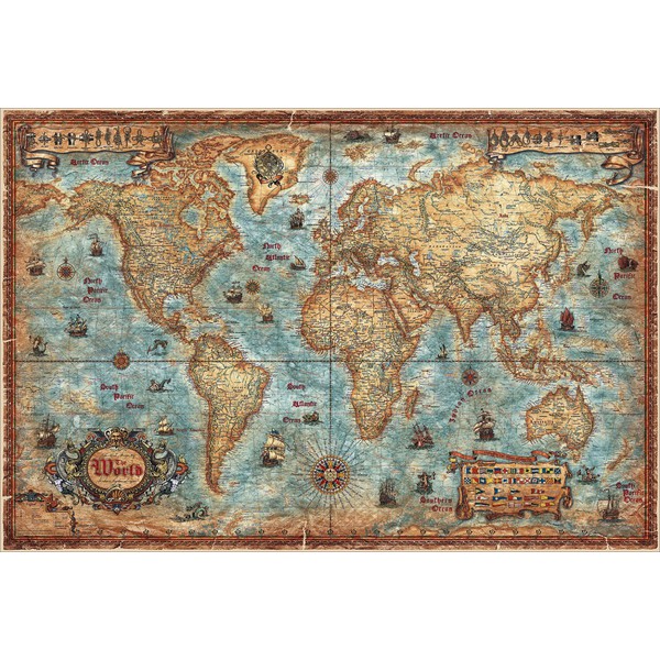 RayWorld Harta lumii Modern World Antique Map, laminată