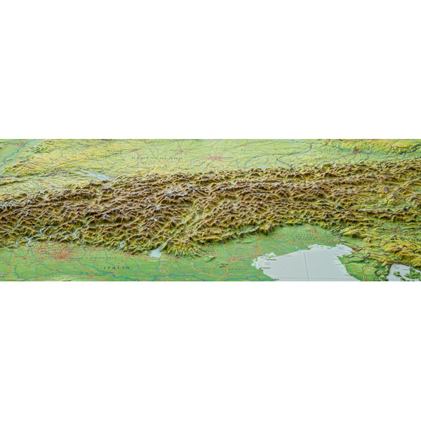 Georelief Harta in relief 3D a Alpilor, mare (in germana)