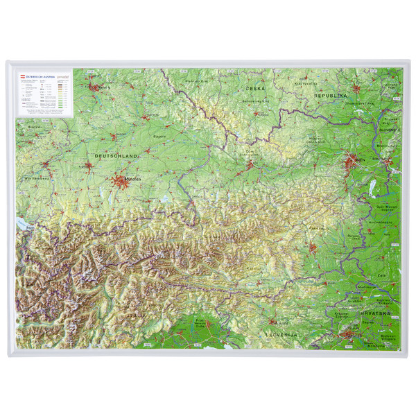Georelief Harta in relief 3D a Austriei, mica (in germana)