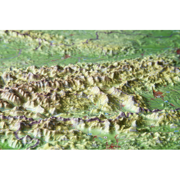 Georelief Harta in relief 3D a Austriei, mica (in germana)