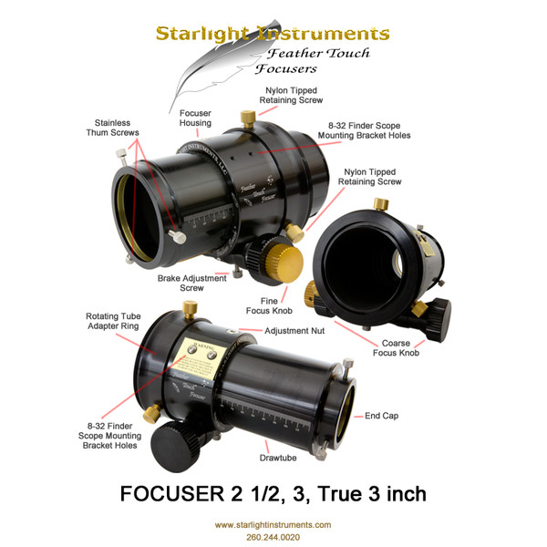 Starlight Instruments Focuser cu reductie, viteza duala, FeatherTouch FTF2515HD 2.5", cursa 1,5"