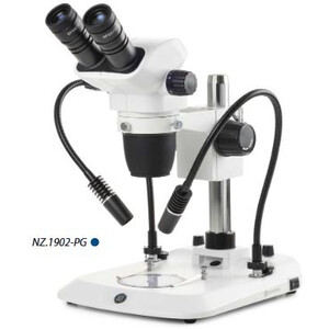 Euromex microscopul stereoscopic zoom NZ.1702-PG, 6.5-55x, Säule, 2 Schwanenhälse, Durchlicht, bino