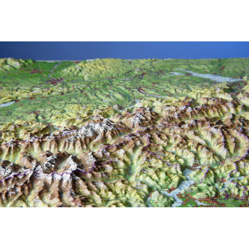 Georelief Harta in relief 3D a Elvetiei, mica (in germana)