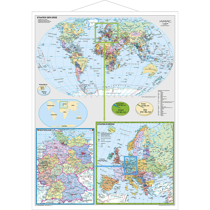 Stiefel Harta Germaniei si Europei in lume (in germana) cu rama de metal