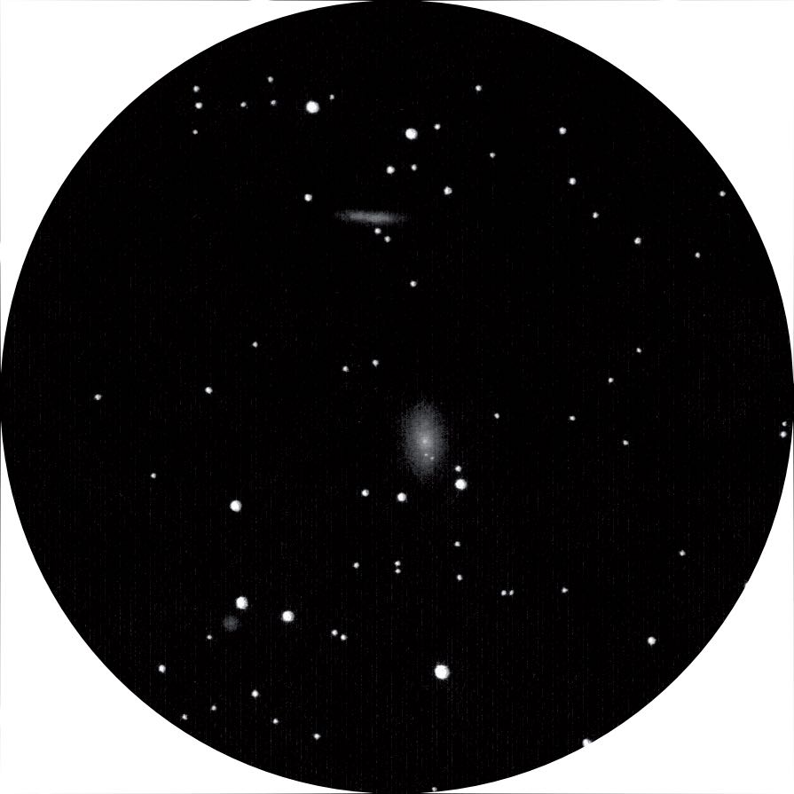 Desen al galaxiilor M 81 și M 82 cu un Dobson de 4 inch la o putere de mărire de 16×. Peter Kiss