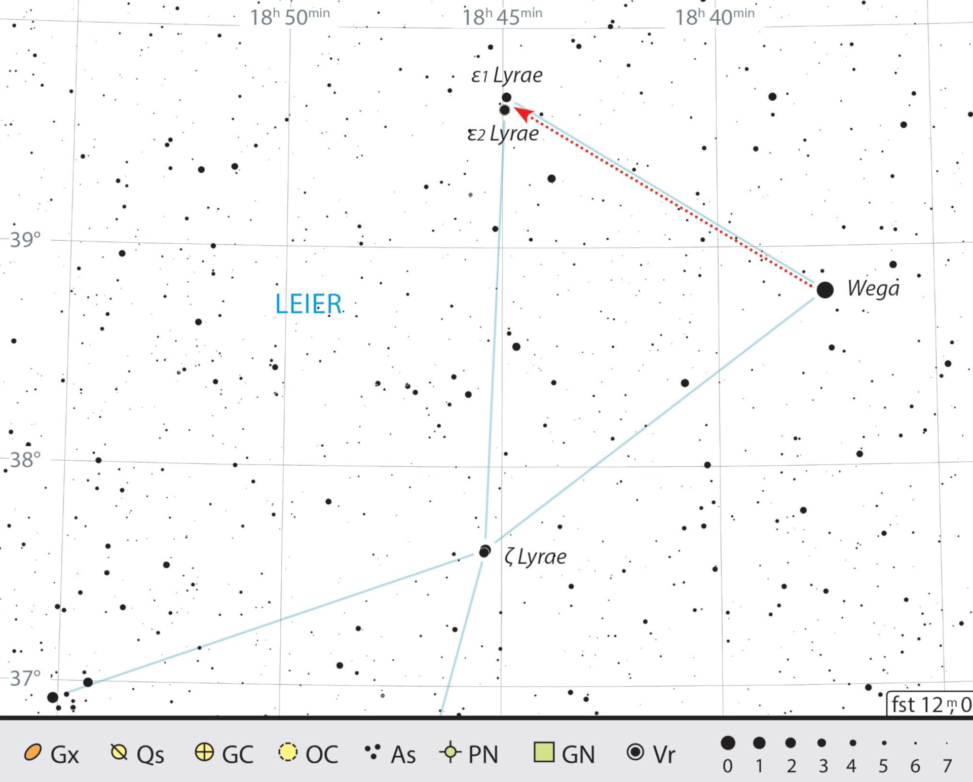 Hartă de căutare pentru steaua dublu-dublă ε Lyr. J. Scholten