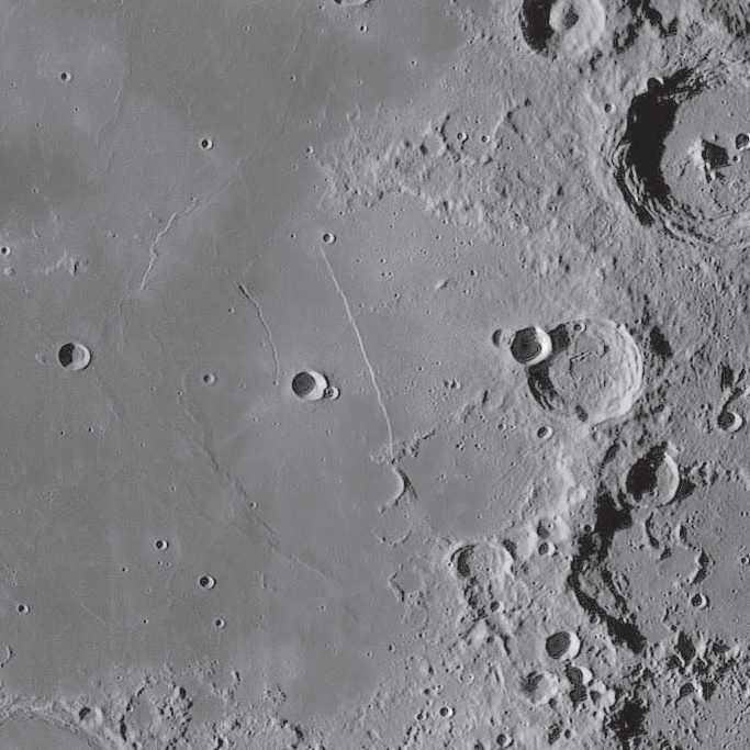 Când Luna este în descreștere, formațiunea mai este numită și Sabia lui Huygens. NASA/GSFC/Arizona State University