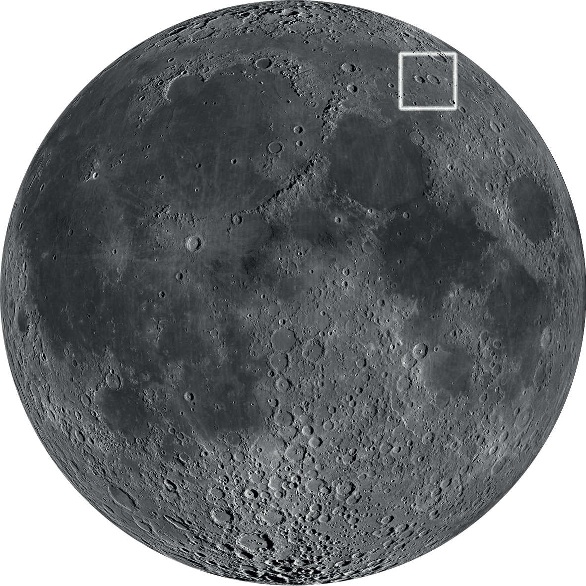 Frumoasa pereche de cratere se găsește în cadranul lunar de nord-est. NASA/GSFC/Arizona State University 