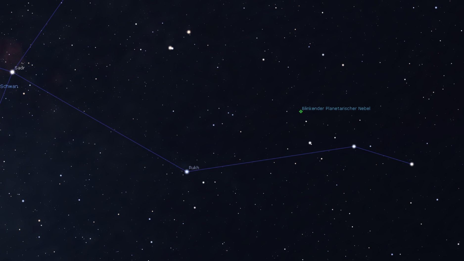 Harta de căutare pentru nebuloasa planetară care clipește, Stellarium