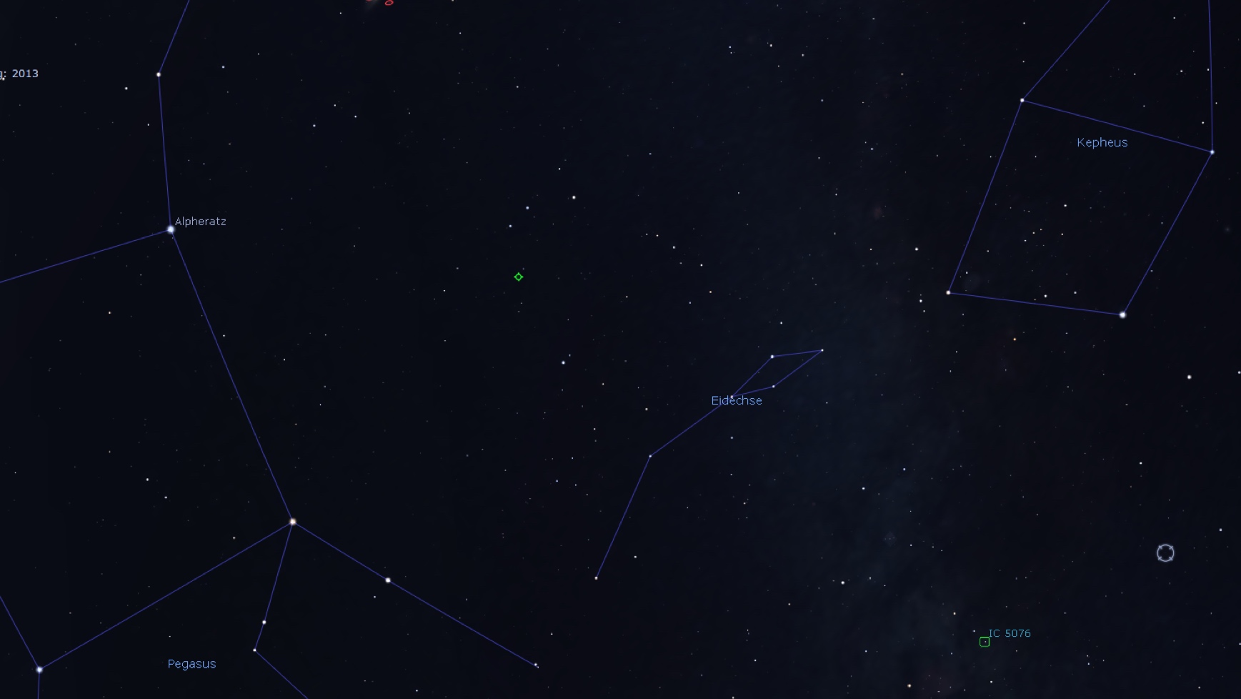 Harta de căutare pentru nebuloasa Blue Snowball, Stellarium 