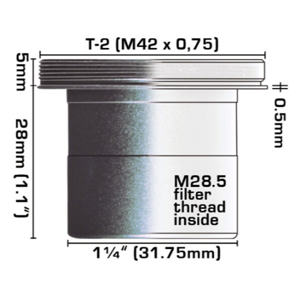 Baader Adapter Adaptor 1,25"/T2 cu canal de siguranta
