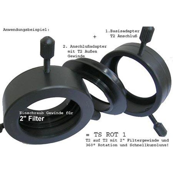 TS Optics Rotator Sistem cu rotatie T2 (inetrior/spre telescop) la T2 (exterior/spre aparat)