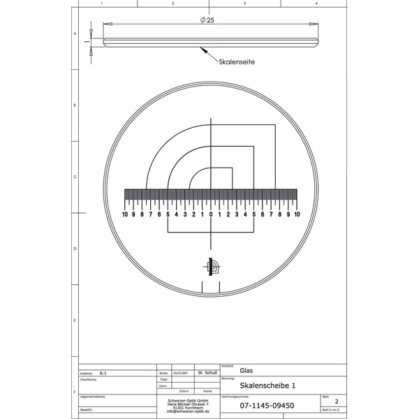 Schweizer Scală 1 pentru lupe cu suport Tech-Line