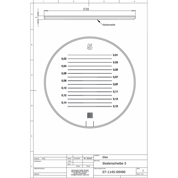 Schweizer Scală 5 pentru lupe cu suport Tech-Line
