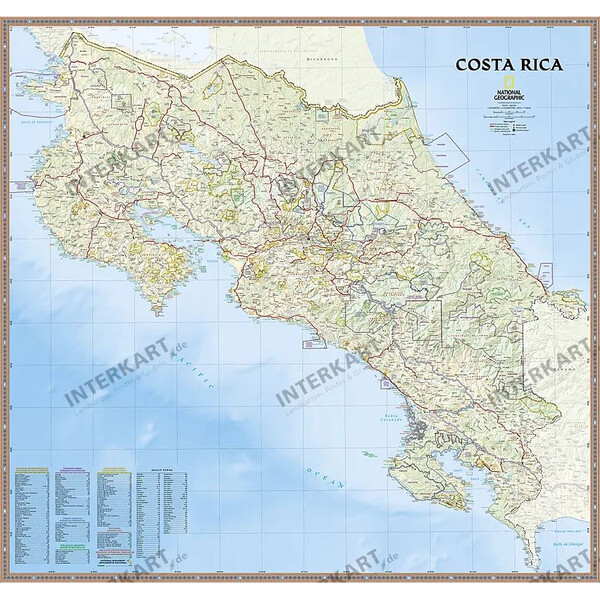 National Geographic Harta Costa Rica (96 x 91 cm)