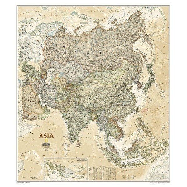 National Geographic Hartă continentală Asia (96 x 86 cm)