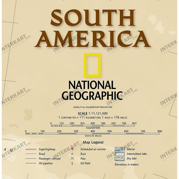 National Geographic Hartă America de Sud design antic