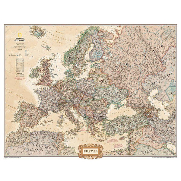 National Geographic Hartă Europa design antic 3 părţi