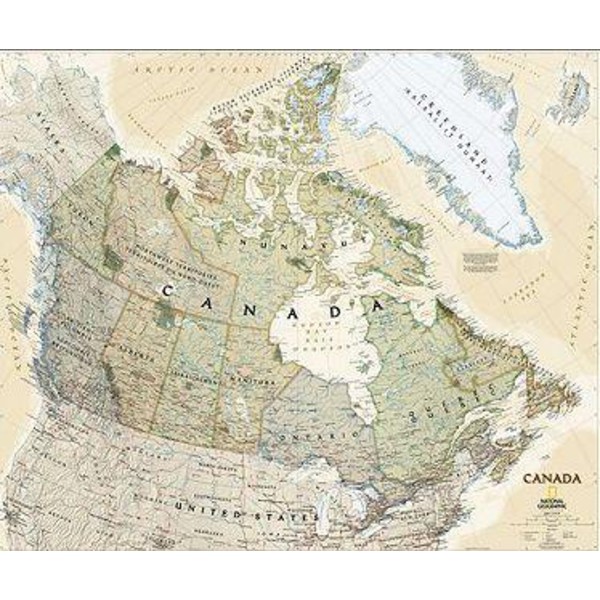 National Geographic Harta Hartă stil antic Canada laminată