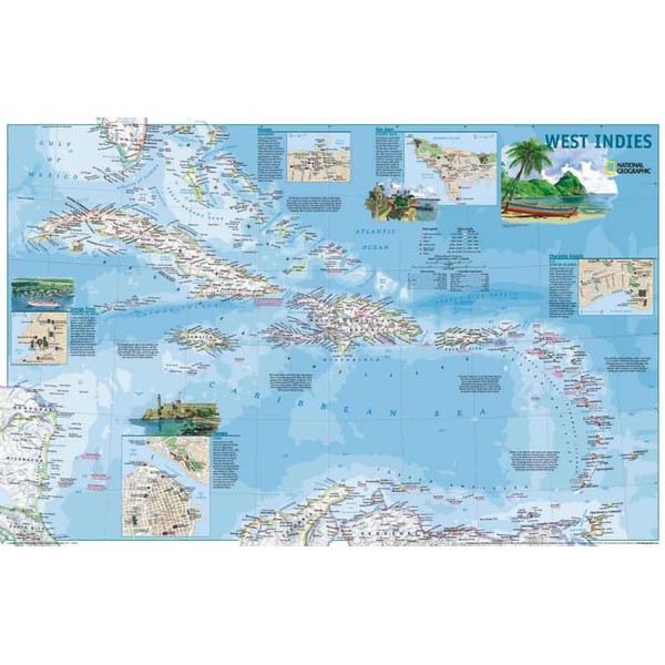 National Geographic Harta regionala Antilele - faţă - verso