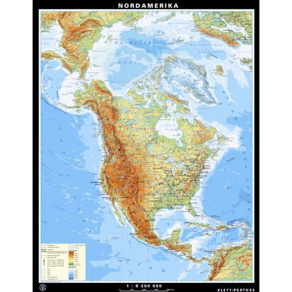 Klett-Perthes Verlag Hartă continentală America de Nord fizică / politică (P) faţă-verso