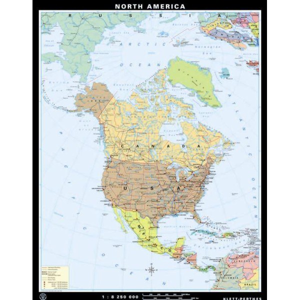 Klett-Perthes Verlag Hartă continentală America de Nord fizică / politică (P) faţă-verso