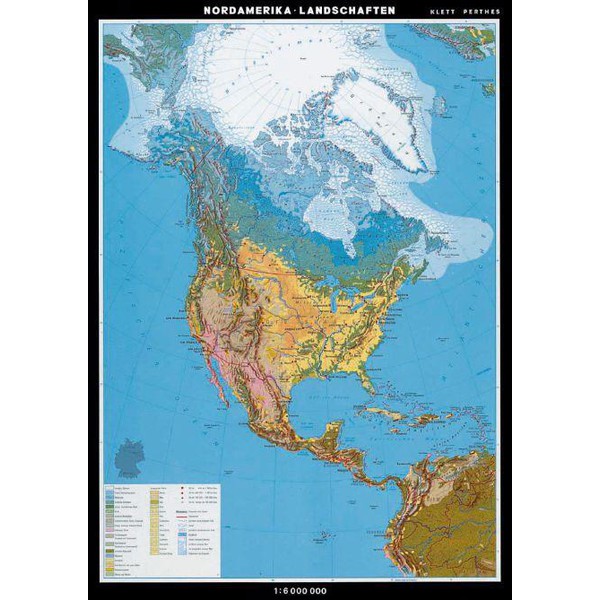 Klett-Perthes Verlag Harta continent America de Nord tipuri de peisaje
