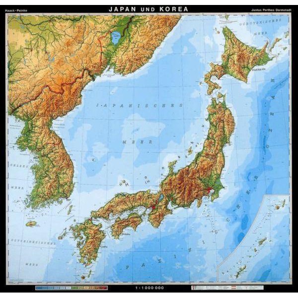 Klett-Perthes Verlag Harta fizică Japonia şi Coreea