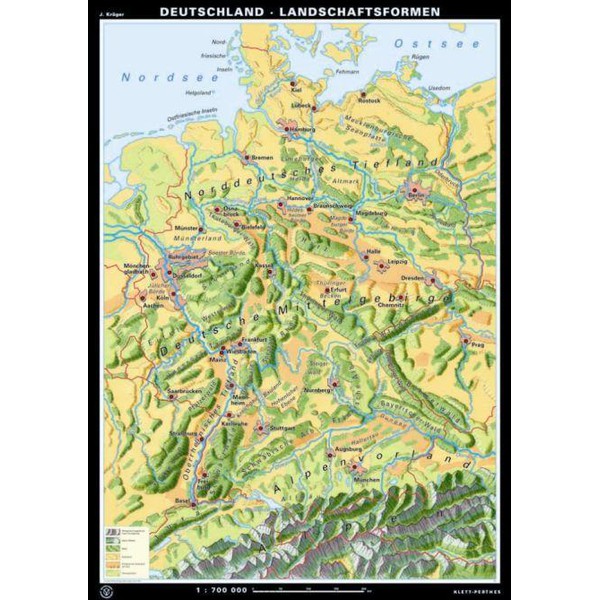 Klett-Perthes Verlag Harta Formele de relief ale Germaniei (ABW), faţă-verso