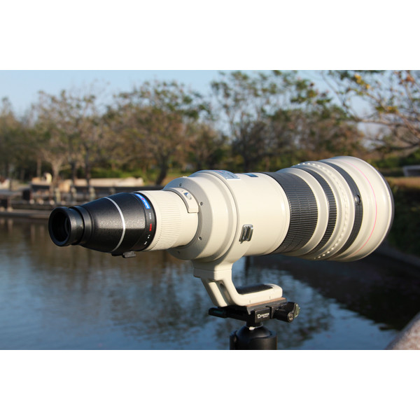 Lens2scope Luneta , 7mm camp larg, pentru obiective Canon EOS, alb, ocular inclinat