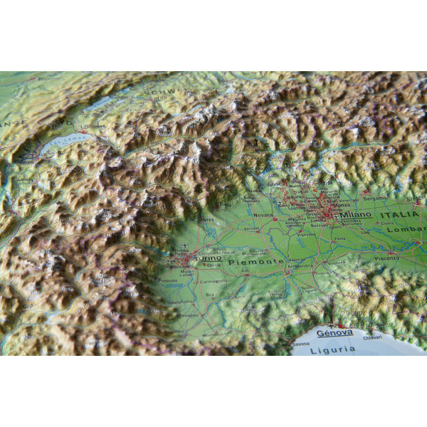 Georelief Harta in relief 3D a Alpilor, mica (in germana)