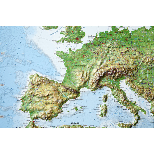 Georelief Hartă continentală Harta in relief 3D a Europei, mica (in germana)