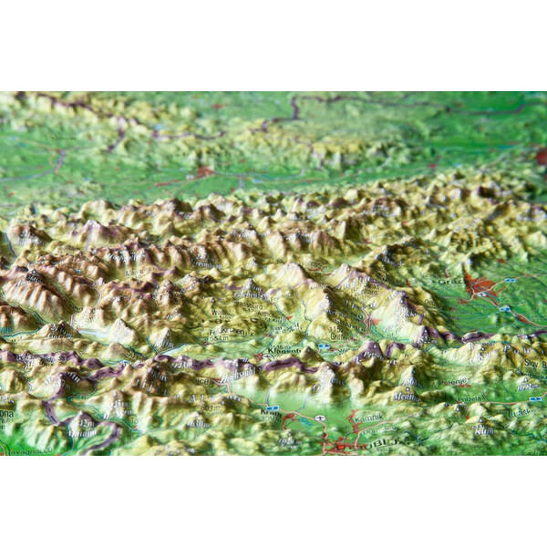 Georelief Harta in relief 3D a Austriei, mare (in germana)