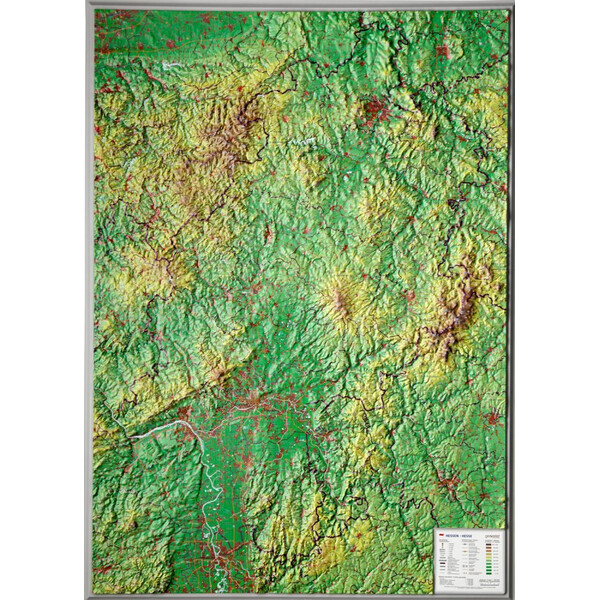 Georelief Harta in relief 3D Hesse, mare (in germana)
