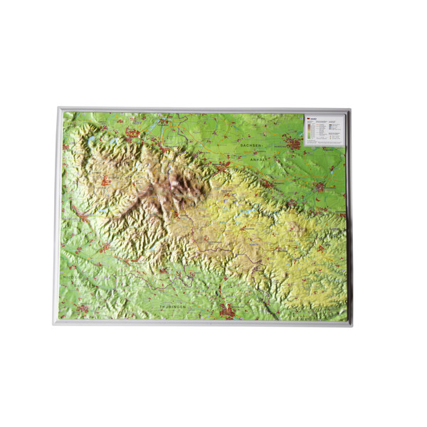 Georelief Harta in relief 3D regiunea Harz, mica (in germana)