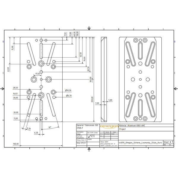 Omegon Placa universala de montare Losmandy style (scurta)