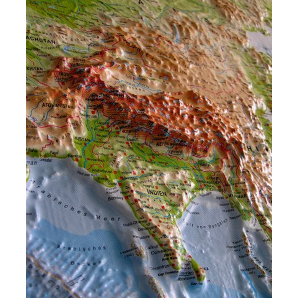 geo-institut Harta lumii GEO Institute Silver line Russian political world relief map (in German)