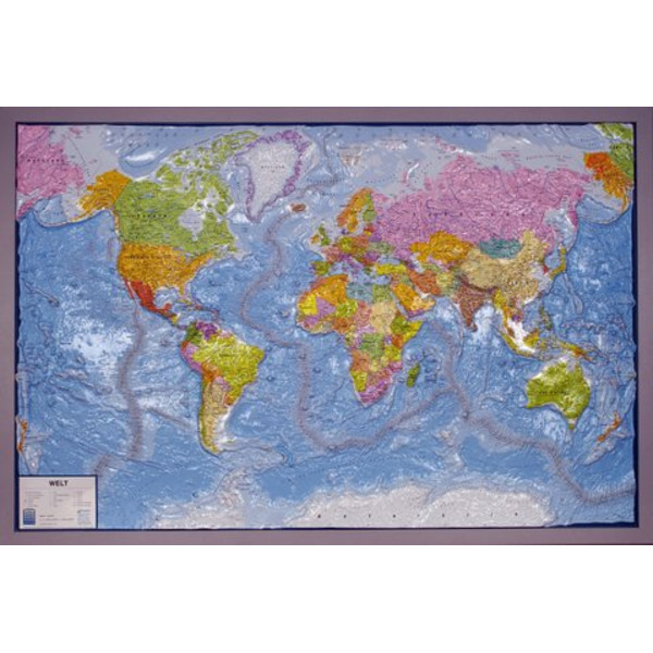 geo-institut Harta lumii Relief Map World Silver line politică rusă