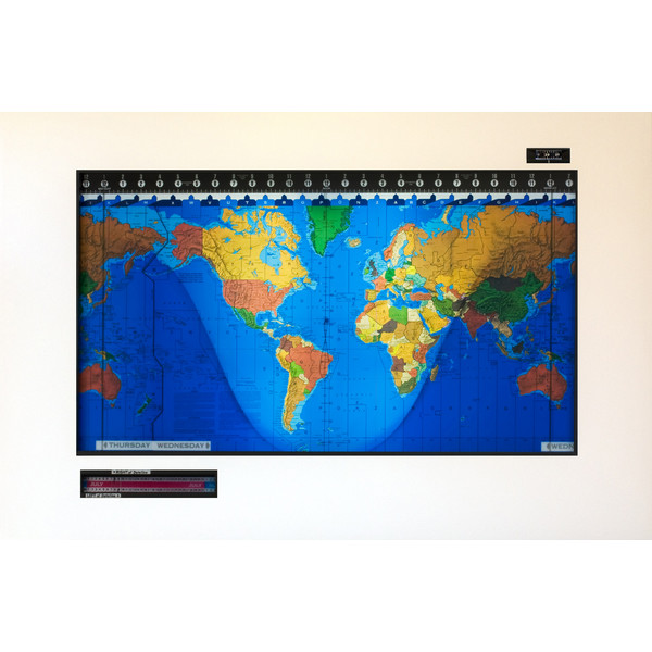 Geochron Harta orara a lumii Original Kilburg cu rama din furnir, finisare alb modern, rama culoare neagra