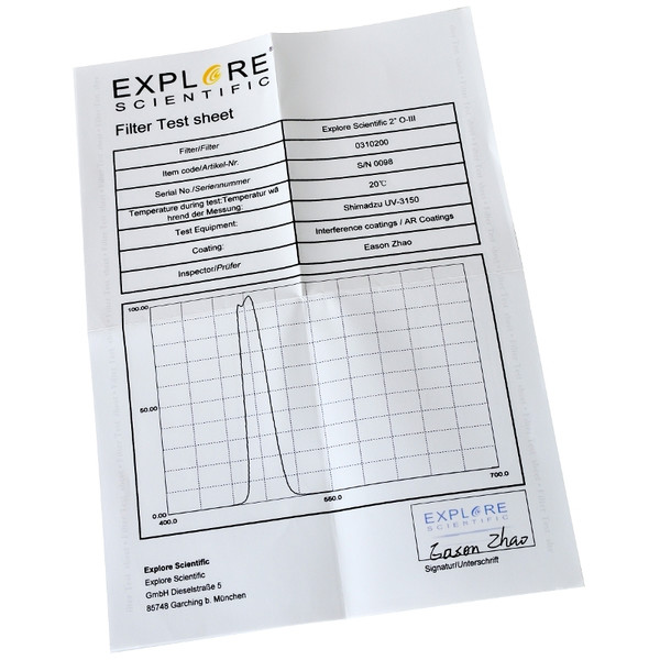 Explore Scientific Filtre Filtru OIII 2"