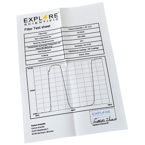 Explore Scientific Filtre Filtru CLS 1.25"