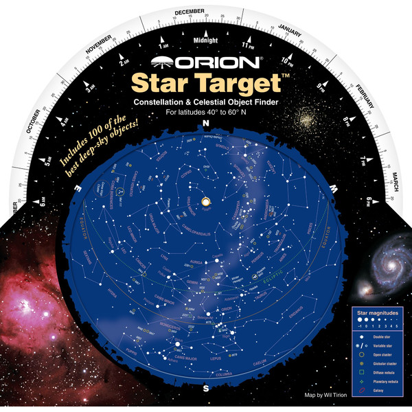 Orion Harta cerului Star Target Planisphere 40-60 degree north