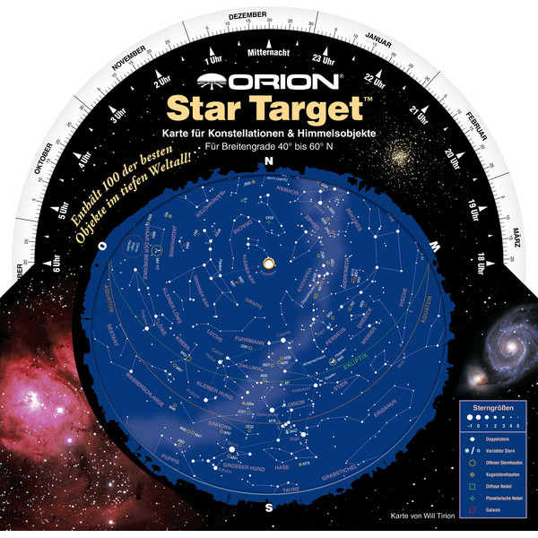 Orion Harta cerului Drehbare Sternkarte Star Target für 40°-60° nord