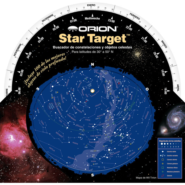 Orion Harta cerului Star Target para latitudes de 30° a 50° N