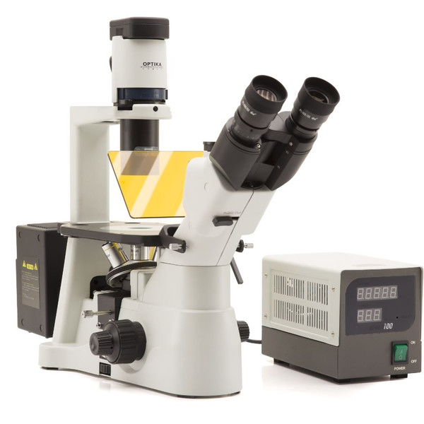 Optika Microscop inversat Mikroskop IM-3F-UK, trino, invers, phase, FL-HBO, B&G Filter, IOS LWD W-PLAN, 40x-400x, UK