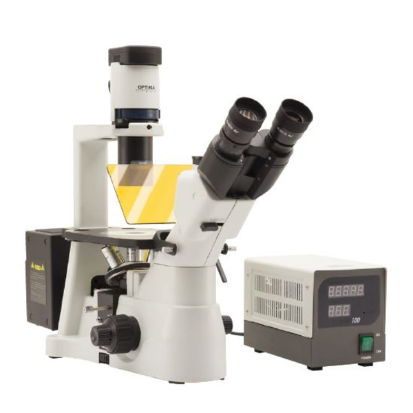 Optika Microscop IM-3FL4-UK, trino, inversat, FL-HBO, Filtru B&G, IOS LWD U-PLAN F, 100x-400x, UK
