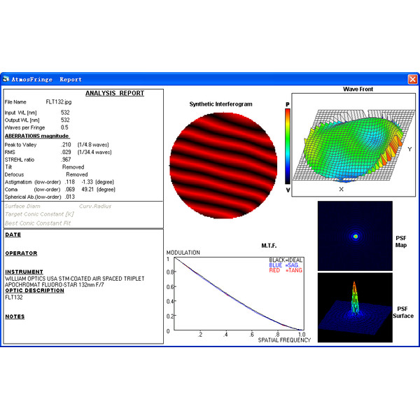 William Optics Refractor apochromat AP 132/925 Fluorostar 132 Red OTA