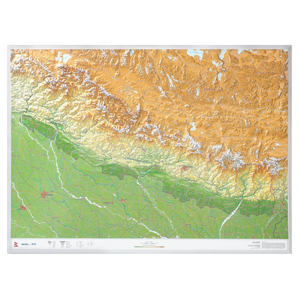 Georelief Harta regionala Nepal groß 3D