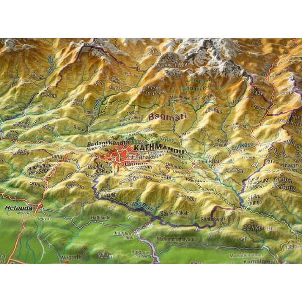 Georelief Harta regionala Nepal groß 3D
