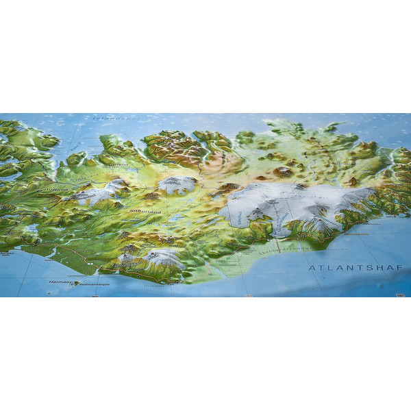 Georelief Harta Island (klein) mit Holzrahmen, 3D Reliefkarte